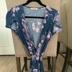 Rollas Floral Wrap Mini Dress